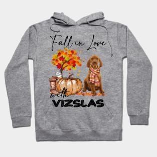 Fall In Love With Vizslas Fall Pumpkin Thanksgiving Hoodie